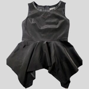 Sportmax 100% Silk Peplum Top Black Asymmetrical Hem Designer Sz 10 Luxury Chic